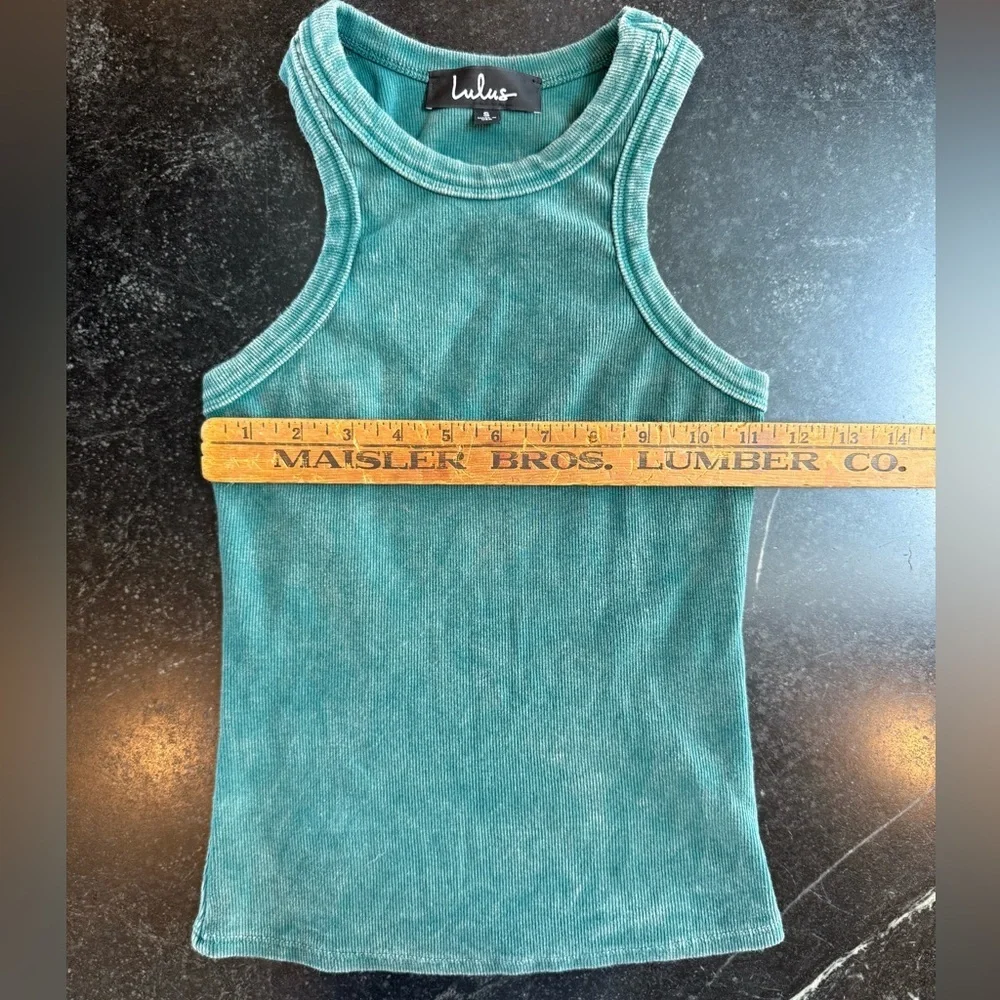 Lulu's Teal Green Ribbed Racerback Tank Top Size Small - Picture 5 of 8